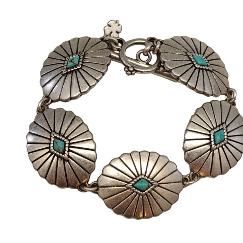 Lucky Brand Silver Bracelet with Turquoise Highlights